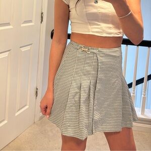 Vintage plaid check wrap skirt green